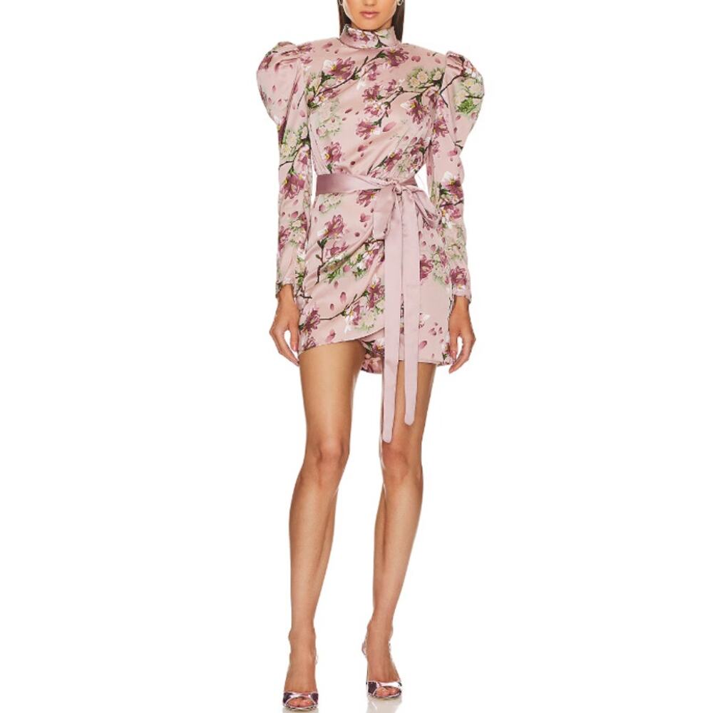 Bronx And Banco 'Noel Sakura' Pink Satin Mini Dress Size XS